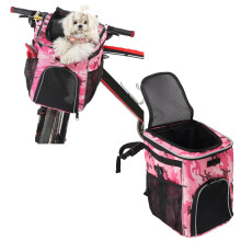 Cesta de Bicicleta para Cães Porta-Bicicletas À Prova D'Água para Animais de Estimação Mochila Frontal Removível com Bolsos Laterais Bols