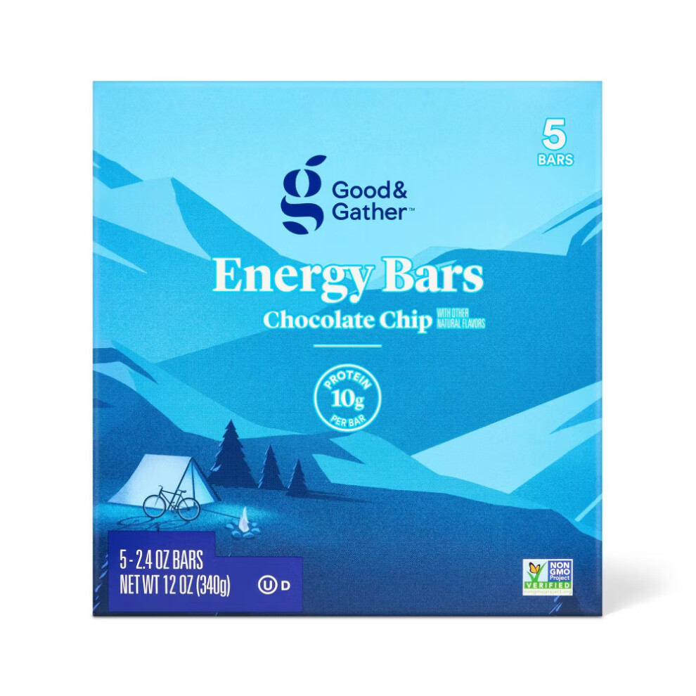 Good & Gather Energy Bar Chocolate Chip 5Ct