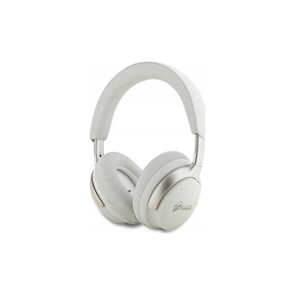 Guess PU Leather Script Logo ANC/ENC Wireless Headphones with Studio Quality Sound White - GUBHC22PSFCSME