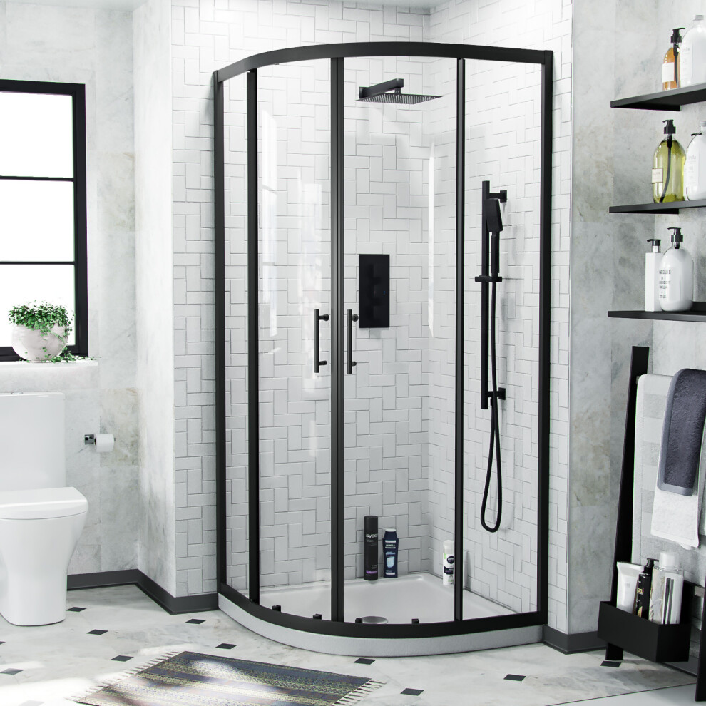 Nes Home Saturn Modern Quadrant 900Mm Corner Shower Enclosure Black