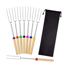 8Pcs Roasting Sticks Skewers for Fire Pit Telescoping Sausage BBQ