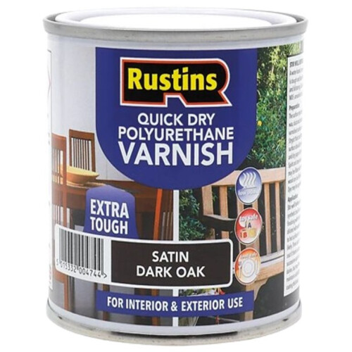 Rustins Rustins Quick Dry Polyurethane Varnish Extra Tough Satin Dark Oak 2.5L
