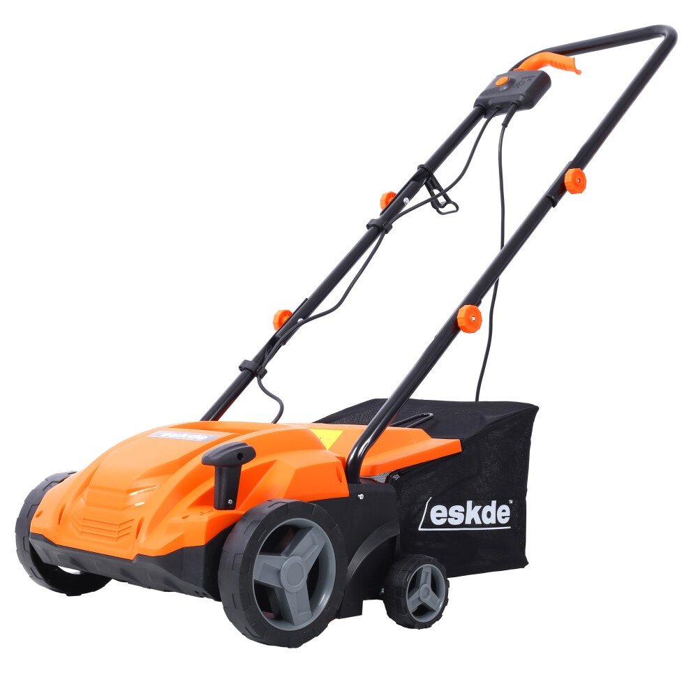 eSkde Electric Scarifier Lawn Aerator Lawn Rake Interchangeable Rollers 4 Height Settings ESRAS2
