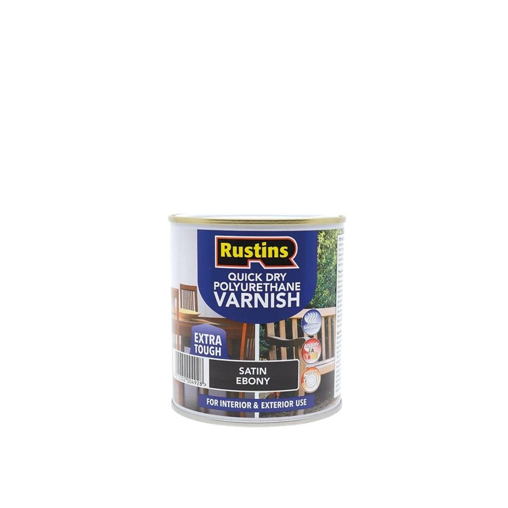 (250ml) Rustins Quick Dry Polyurethane Varnish Extra Tough Satin Ebony