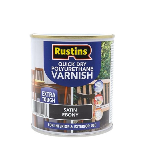 Rustins (500ml) Rustins Quick Dry Polyurethane Varnish Extra Tough Satin Ebony