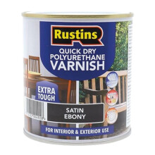 (1 Litre) Rustins Quick Dry Polyurethane Varnish Extra Tough Satin Ebony