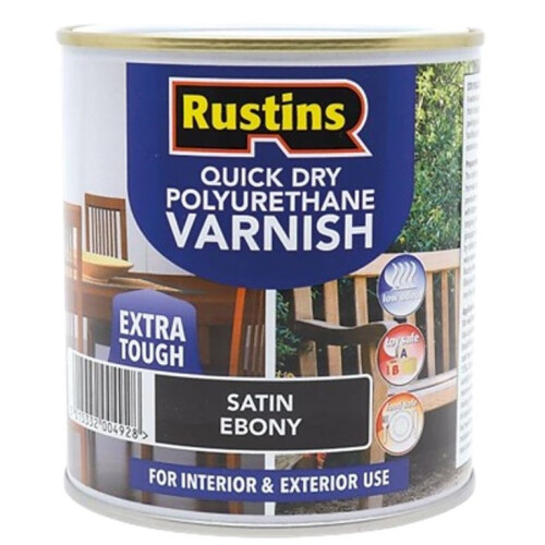 Rustins (2.5 Litre) Rustins Quick Dry Polyurethane Varnish Extra Tough Satin Ebony