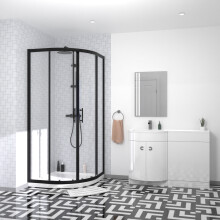 Nes Home Black Quadrant 900mm Shower Enclosure & LH Vanity Combination Unit