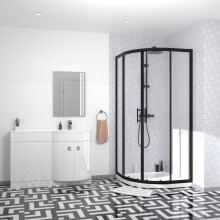 Nes Home Black Quadrant 900mm Shower Enclosure & RH Vanity Combination Unit