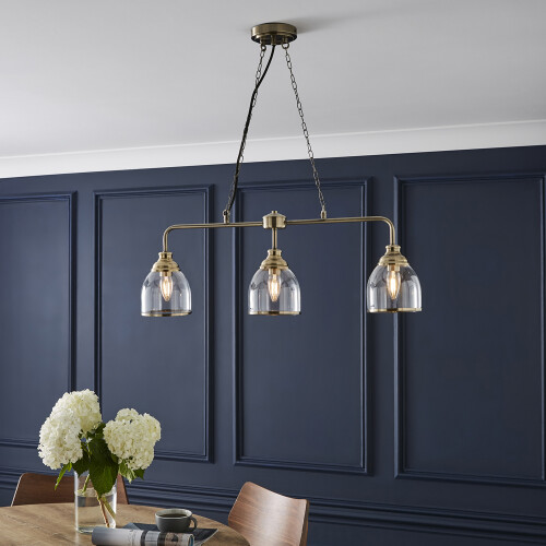 Litecraft Ingrid 3-Light Ceiling Pendant Bar - Antique Brass (60621344) | Adjustable Drop 2