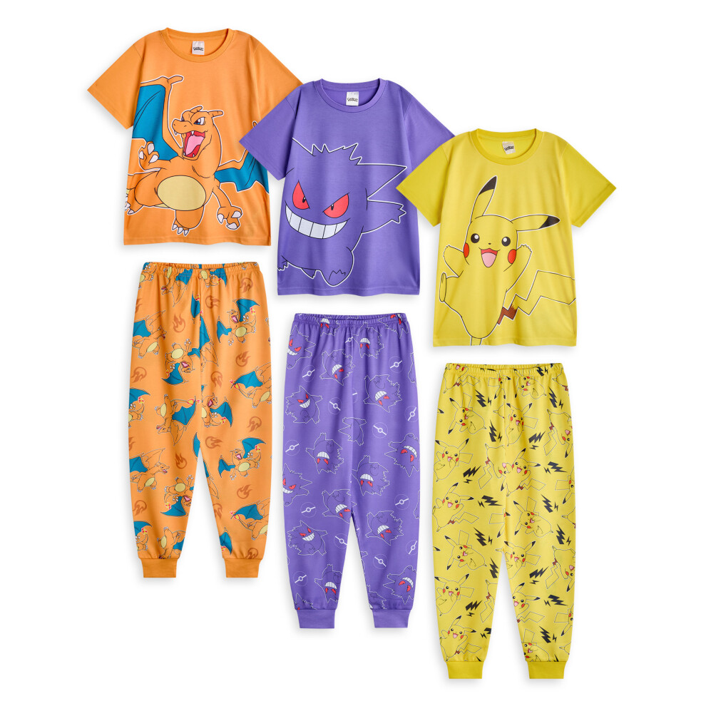 (11-12 Years) Pokemon Multi-Pack of 3 Short Sleeve Long Leg Pyjama Set (Boys Multicoloured)