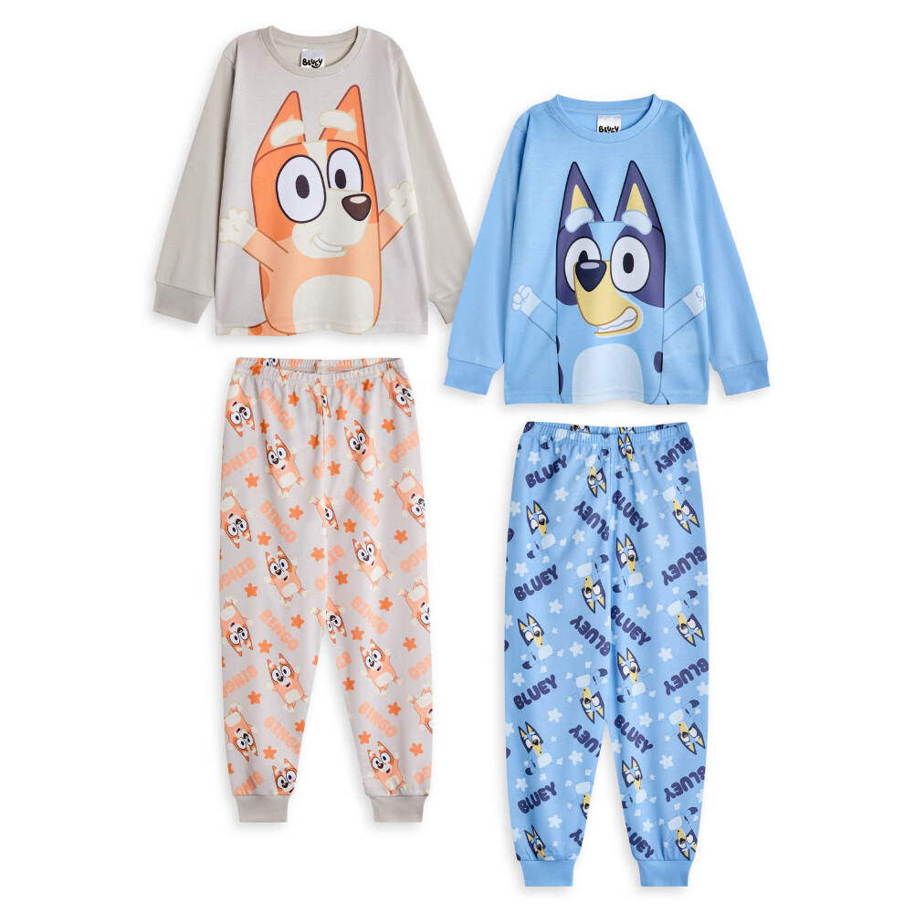 (5-6 Years) Bluey Multi-Pack of 2 Long Sleeve Long Leg Pyjama Set (Unisex Kids Multicoloured)