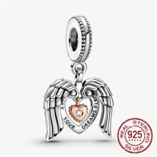 (SMC539) NEW Original 925 Sterling Silver Family Tree Heart Animal Mother Wings Heart Beads Charms for DIY Bracelet Women Jewelry Gift