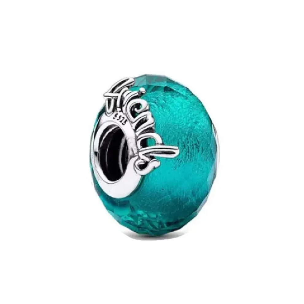 (B4428) New Original Brand Logo 1:1 925 Sterling Silver Flower and Leaf Cosmic Rainbow Charm Murano Glass Beads for Bracelet DIY Women Jewelry