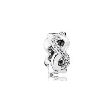 (SS1161) New Fine Clear Sparkle Hearts Spacer Pavé Cilp Charms Beads Plated Fit Original Brand Logo 1:1 925 Sterling Silver Bracelet DIY Jewelry