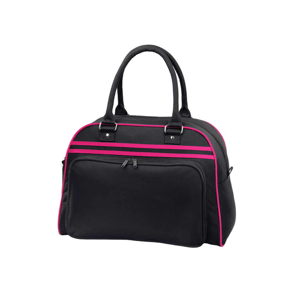 (One Size, Black/Fuchsia) Bagbase Retro Bowling Bag