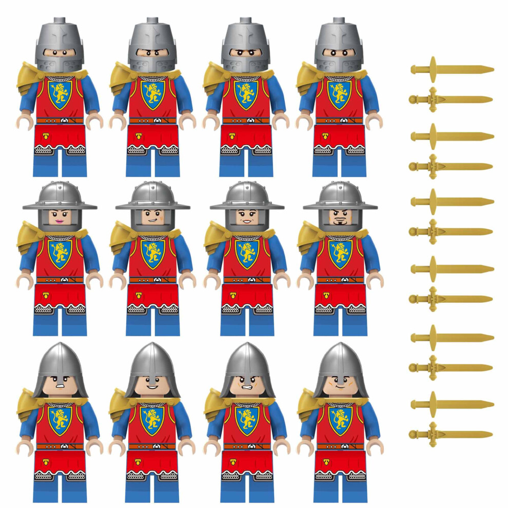 Bonxaif (12Pcs Medieval Knights-A) 84Pcs Medieval Knights Military Dragon Soldiers Building Blocks Of Ancient Castles Mini Figures Fits Lego