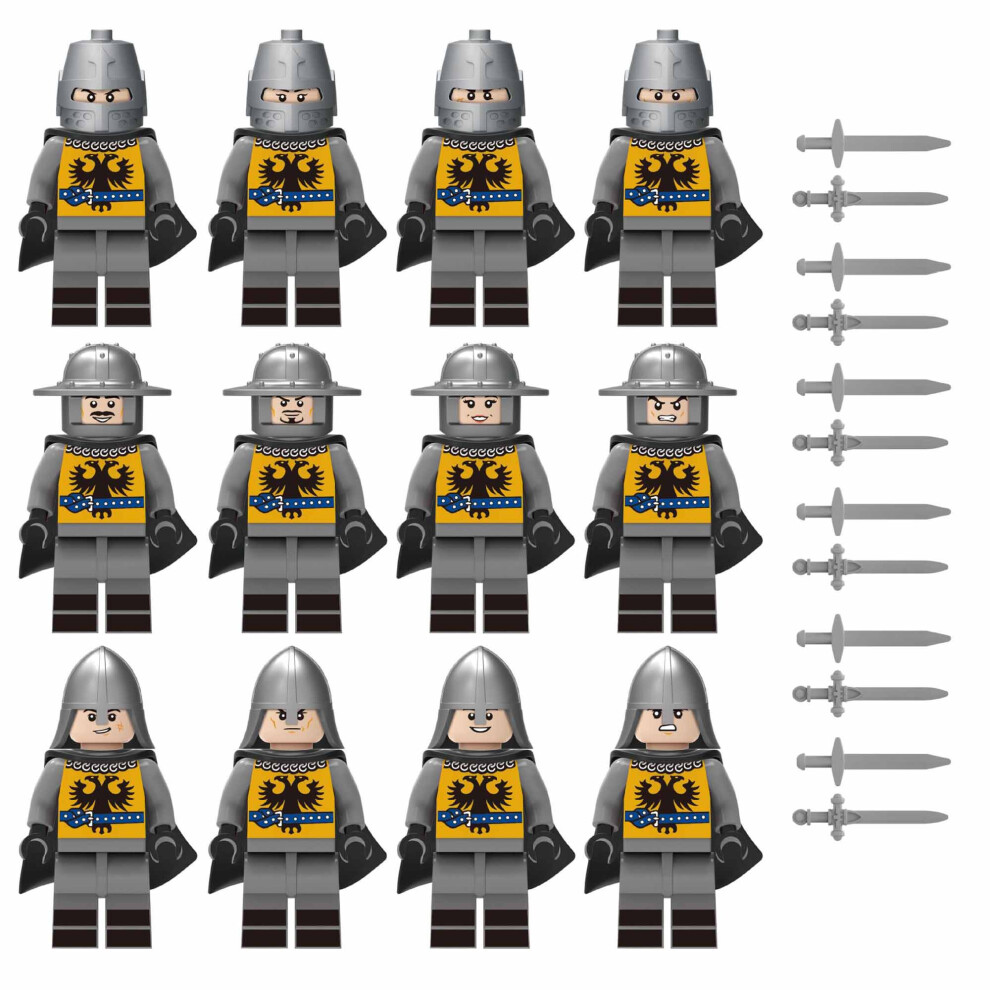 Bonxaif (12Pcs Medieval Knights-C) 84Pcs Medieval Knights Military Dragon Soldiers Building Blocks Of Ancient Castles Mini Figures Fits Lego