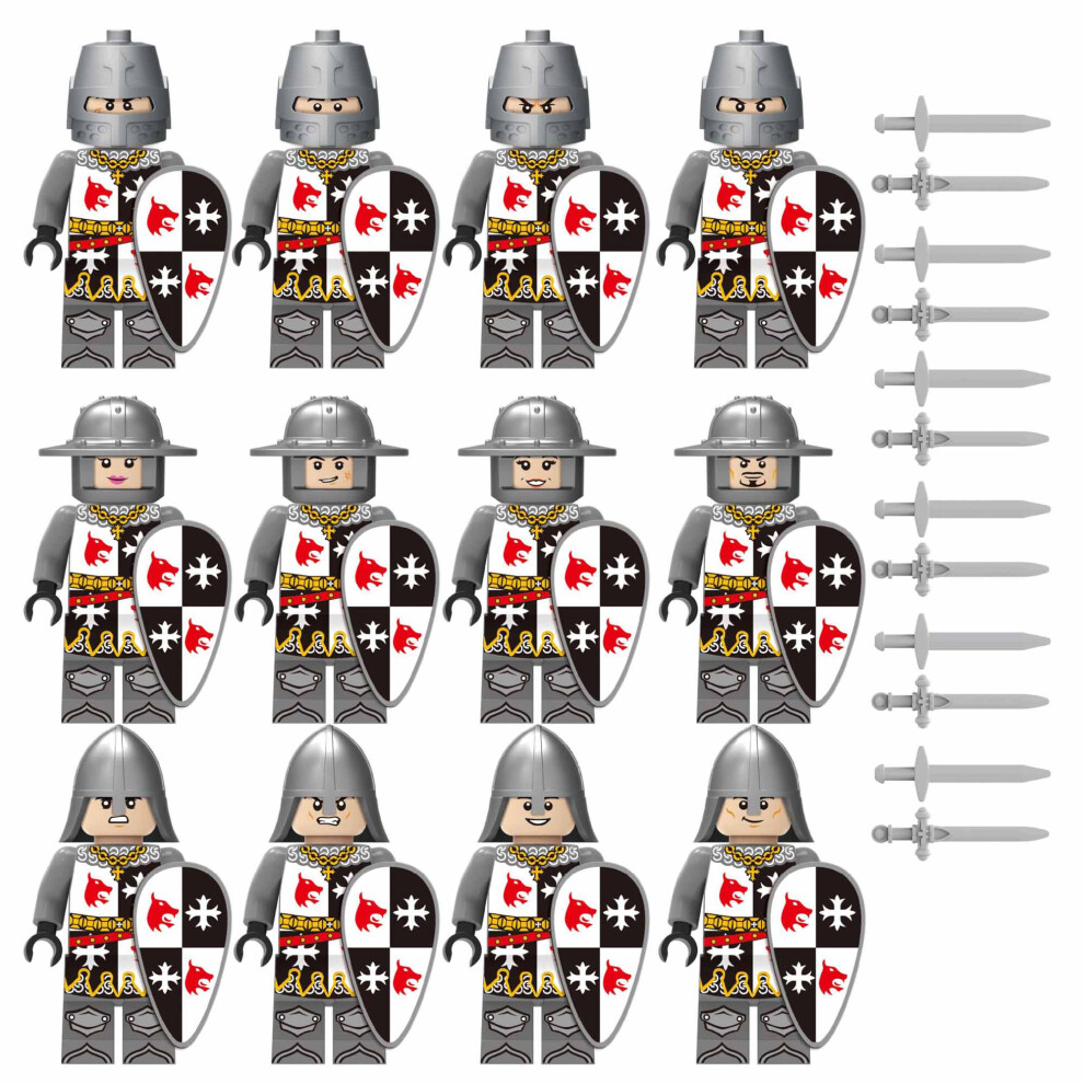 Bonxaif (12Pcs Medieval Knights-E) 84Pcs Medieval Knights Military Dragon Soldiers Building Blocks Of Ancient Castles Mini Figures Fits Lego