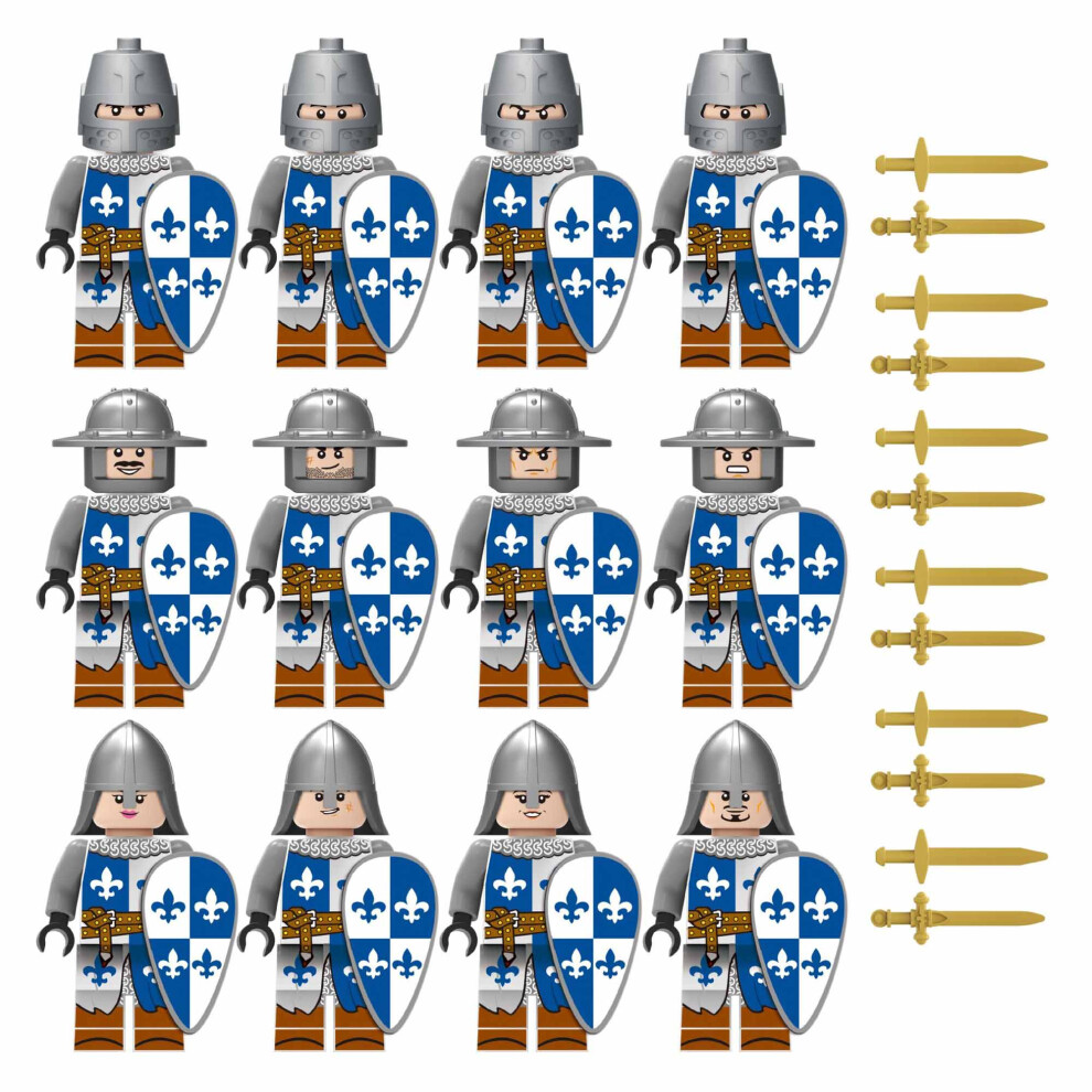 Bonxaif (12Pcs Medieval Knights-F) 84Pcs Medieval Knights Military Dragon Soldiers Building Blocks Of Ancient Castles Mini Figures Fits Lego