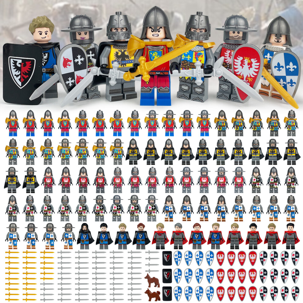 (84PCS Medieval Knights) 84PCS Medieval Knights Military dragon soldiers building blocks of ancient castles Mini Figures Fits Lego