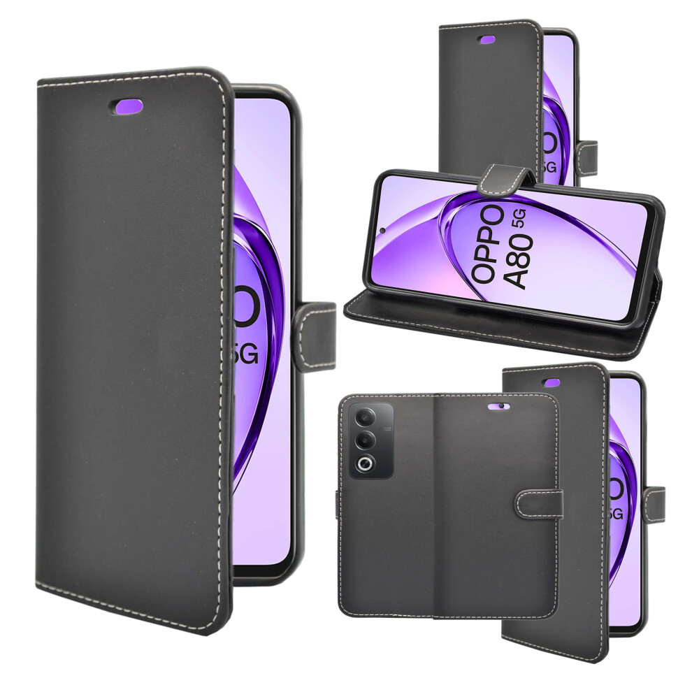 (Black) For Oppo A80 5G Wallet Flip Pu Leather Case Black 3477249758035