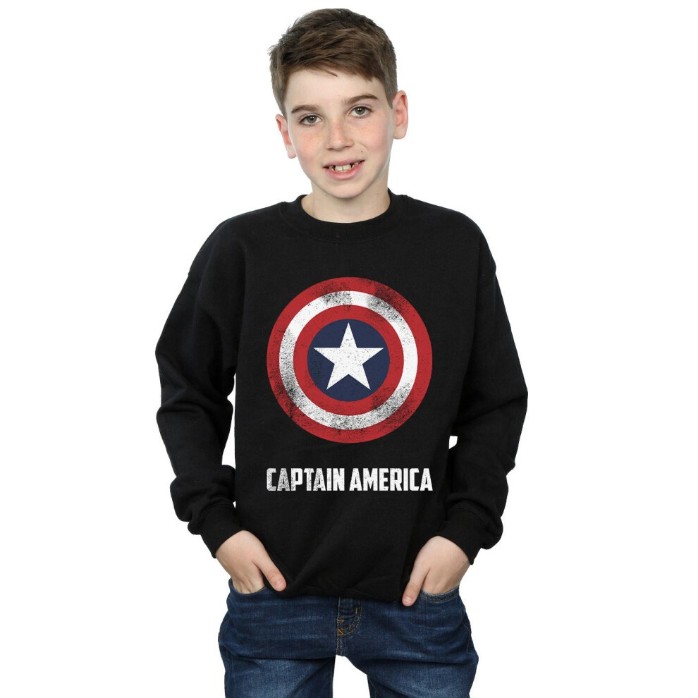 (7-8 Years, Black) Captain America Boys Shield Sweatshirt