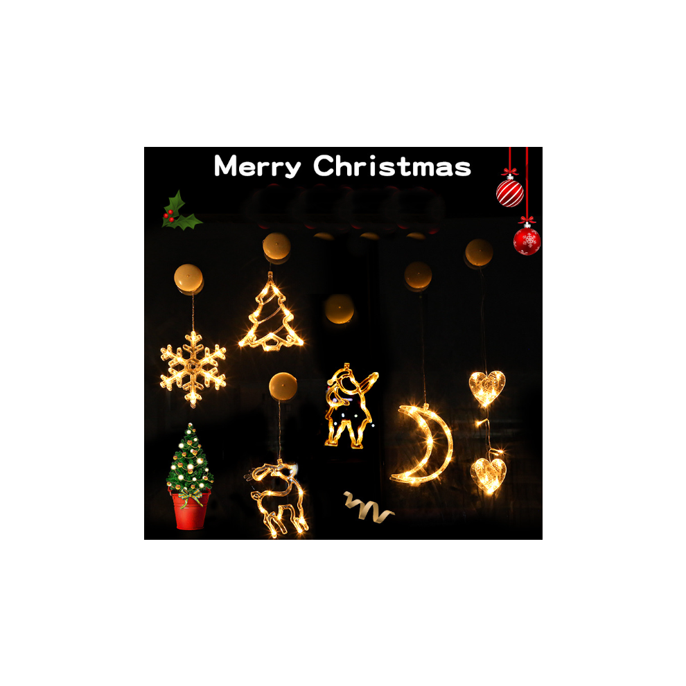 (Christmas tree + Christmas bells + angel + moon) MCBOSON - Christmas Decorations | Christmas Suction Cup Lights | Window Christmas Tree LED Light Dec-image-OPC-PFQV865-NEW