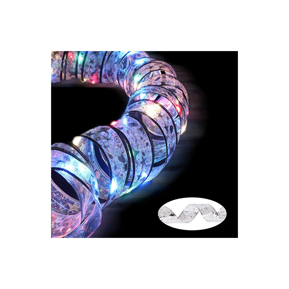 (2M, Silver-Multicolor) Ribbon Fairy Light Christmas Decoration Christmas Tree Ornaments For Home 2023 Xmas String Lights Navidad Natal New Year 2024-image-OPC-PFQV8D6-NEW