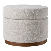 Round Ottoman Storage Stool Seat, Beige