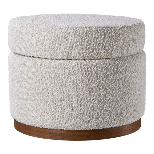 Living And Home Round Ottoman Storage Stool Seat, Beige