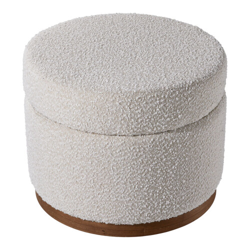 Living And Home Round Ottoman Storage Stool Seat, Beige 1