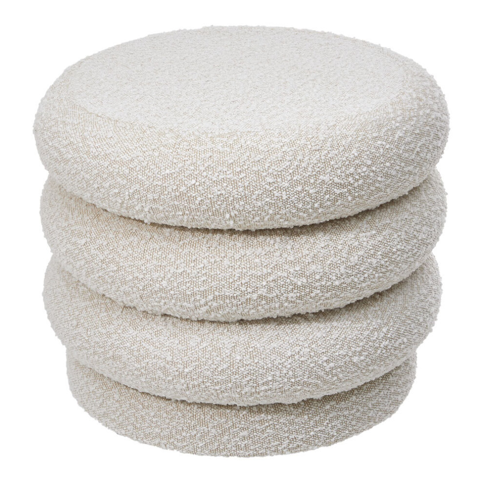 Upholstered Round Storage Ottoman Foot Rest, Beige