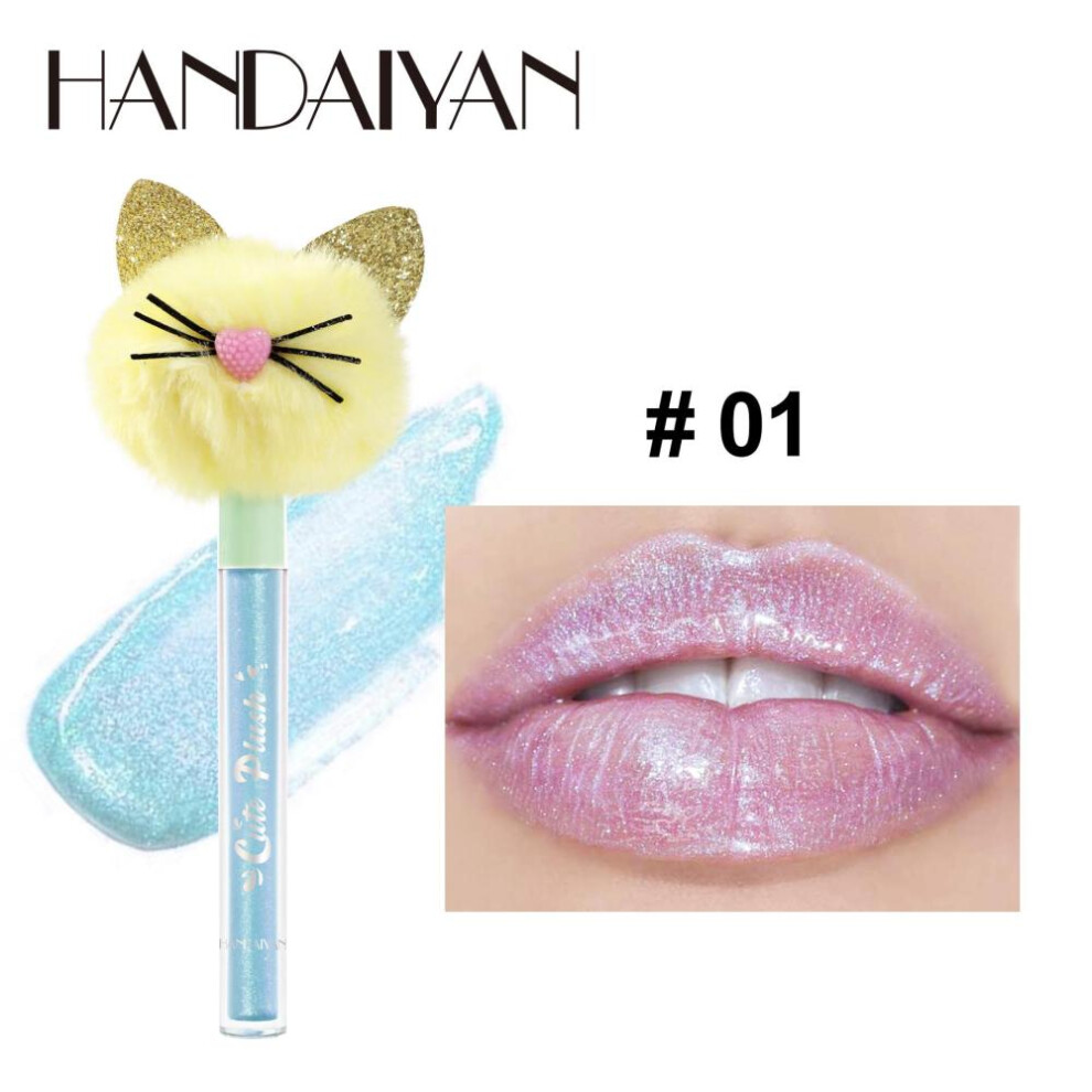 (01) Handaiyan 5 Colors Lip Gloss Longlasting Cute Glitter Red Nude Lipstick Liquid Waterproof Moisturize Luminous Lipgloss Makeup