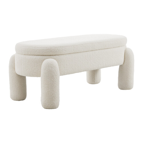 Living And Home White Upholstered Storage Bench Foot Rest, 110x50x84cm 2
