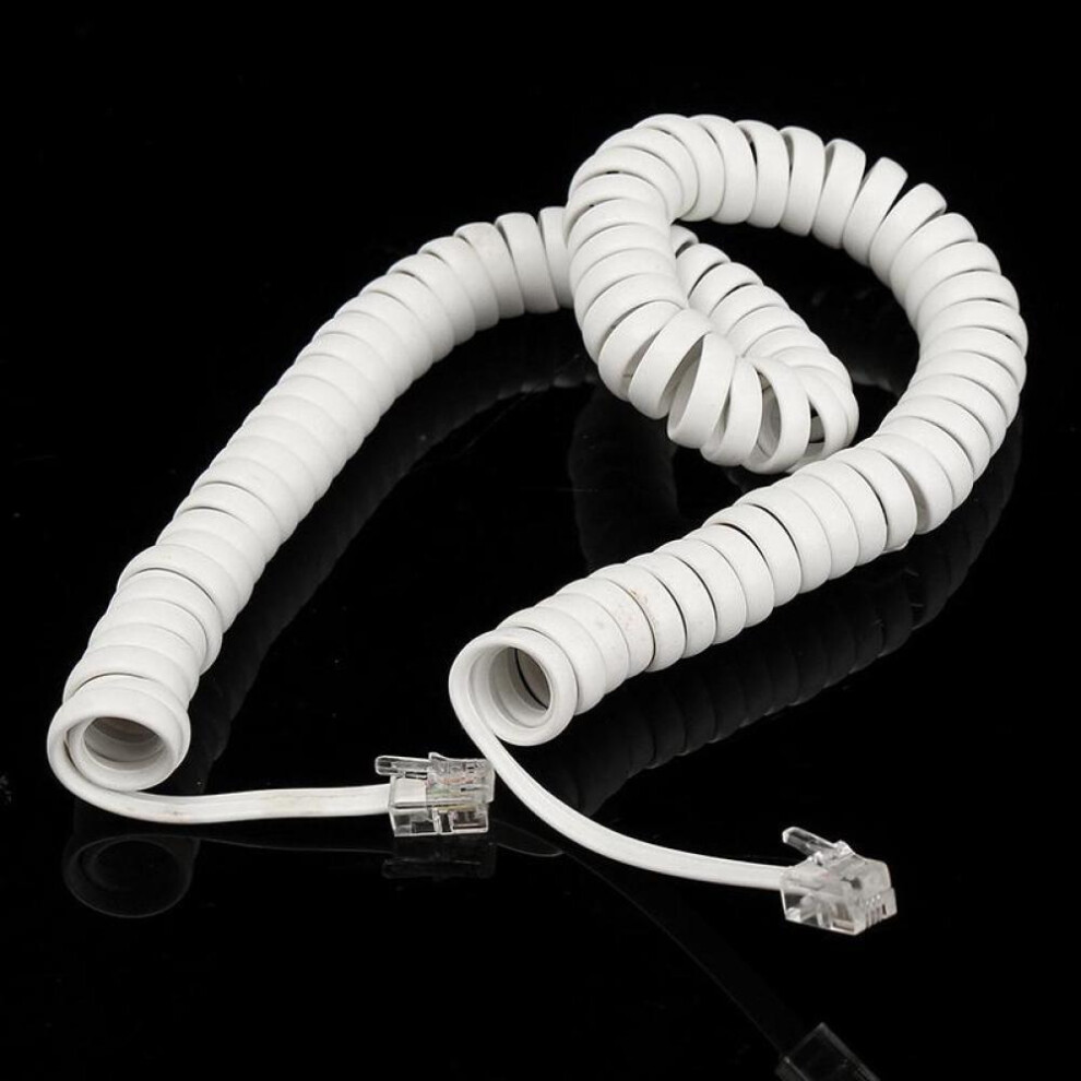 2m Telephone Handset Phone Coiled RJ10 To RJ10 Plug Cable Spring Cord 4P4c Lead