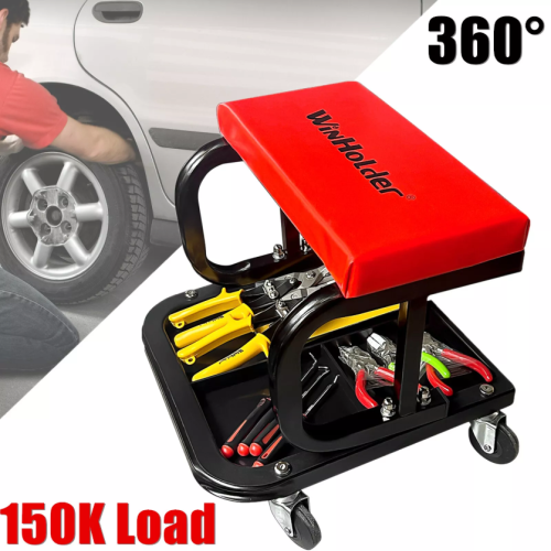 Mechanics Padded Creeper Trolley Seat Rolling Stool Car Garage Work