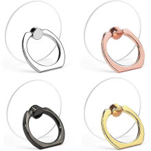 Cell Phone Ring Holder, 4pcs 360 Degree Rotation And 180 Flip Transparent Finger Ring Stand Holder Kickstand Compatible with Most Of Smartphones Table