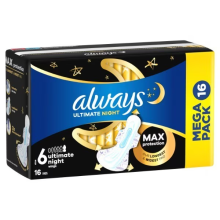 Always Sanitary Towels Ultimate Night (Size 6) Wings 16 Pads