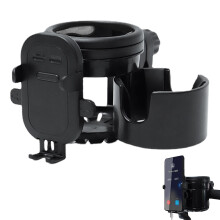 Stroller Cup Holder 3 In 1 Organizer with Phone Adjustable Drink for Walker 360 Degrees
