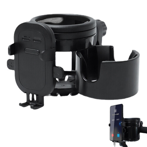 Stroller Cup Holder 3 In 1 Organizer with Phone Adjustable Drink for Walker 360 Degrees