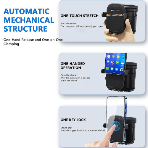 Stroller Cup Holder 3 In 1 Organizer with Phone Adjustable Drink for Walker 360 Degrees 2