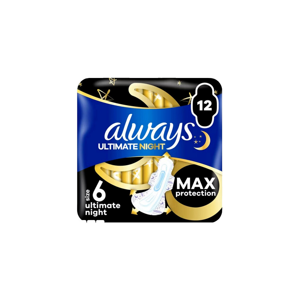 Always Sanitary Towels Ultimate Night (Size 6) Wings 12 Pads - 2 Packs