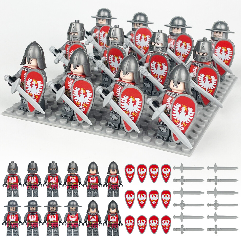 (12PCS Medieval Knights-D) 84PCS Medieval Knights Military dragon soldiers building blocks of ancient  Mini Figures Fits Lego