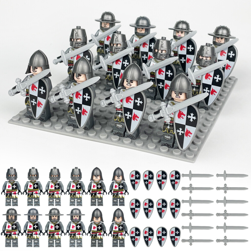 (12PCS Medieval Knights-E) 84PCS Medieval Knights Military dragon soldiers building blocks of ancient  Mini Figures Fits Lego