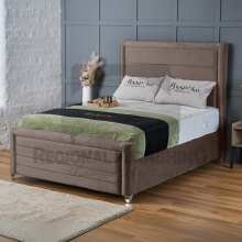 (King-5ft (With Gaslift), Mink Plush) BumperBar Border Plush Velvet Bed Frame Ottoman Storage Bed+Mattress