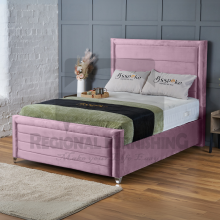 (Superking-6ft (With Gaslift), Pink Plush) BumperBar Border Plush Velvet Bed Frame Ottoman Storage Bed+Mattress