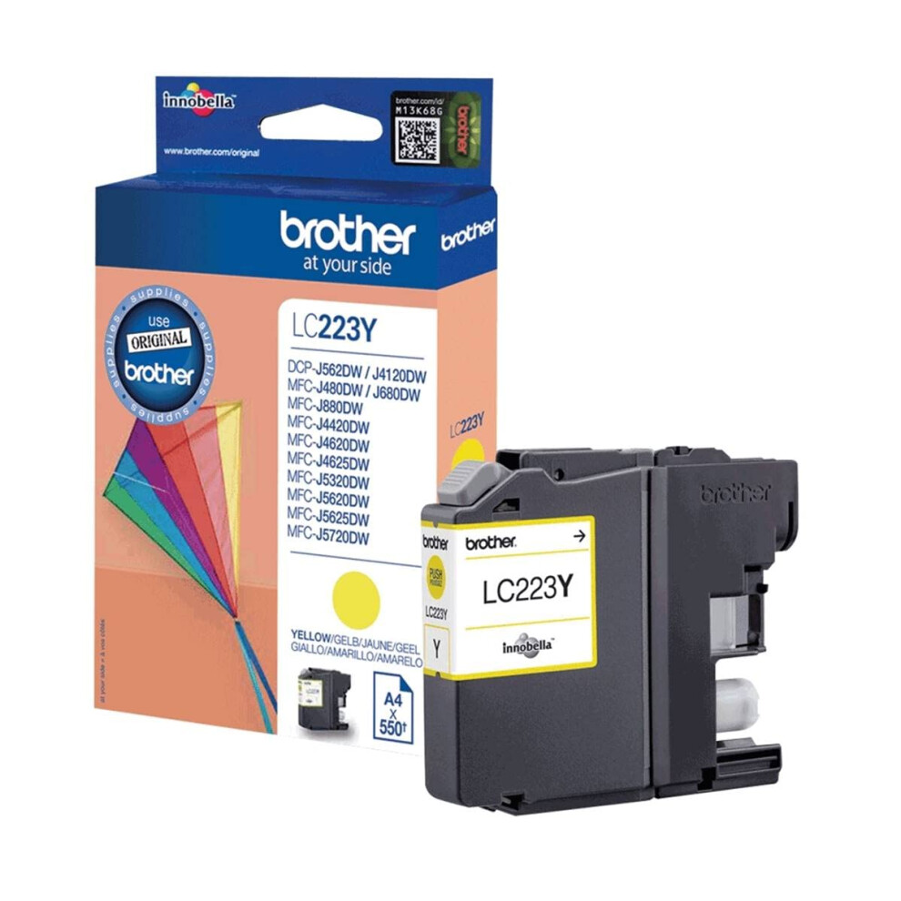 LC-223Y Inkjet Cartridge, Yellow, Single Pack, Standard Yield, Includes 1 x Inkjet Cartridge, Brother Genuine Supplies