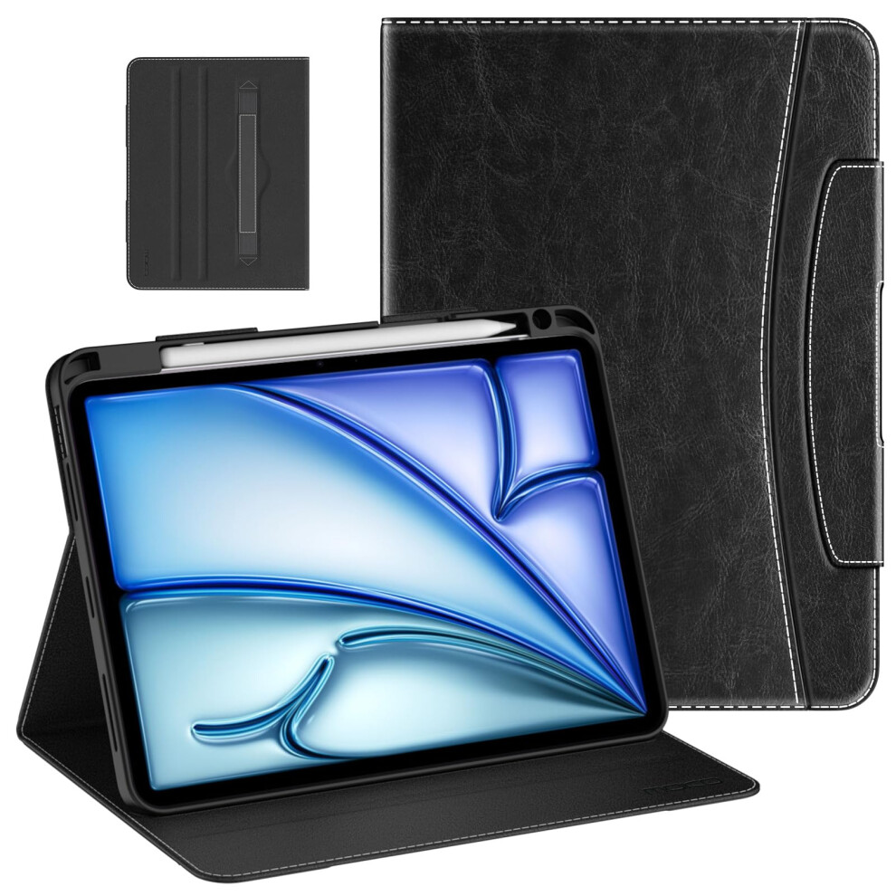 Case for iPad Air 11 Inch M2 2024/ iPad Air 5th/4th Gen 2022/2020 & iPad Pro 11 Inch 2022/2021/2020/2018 with Pencil Holder, Premium Leather Folio