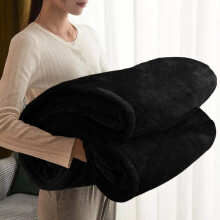(Black , Double ) Throw Soft Winter Warm Faux Fur Fleece Large Blanket